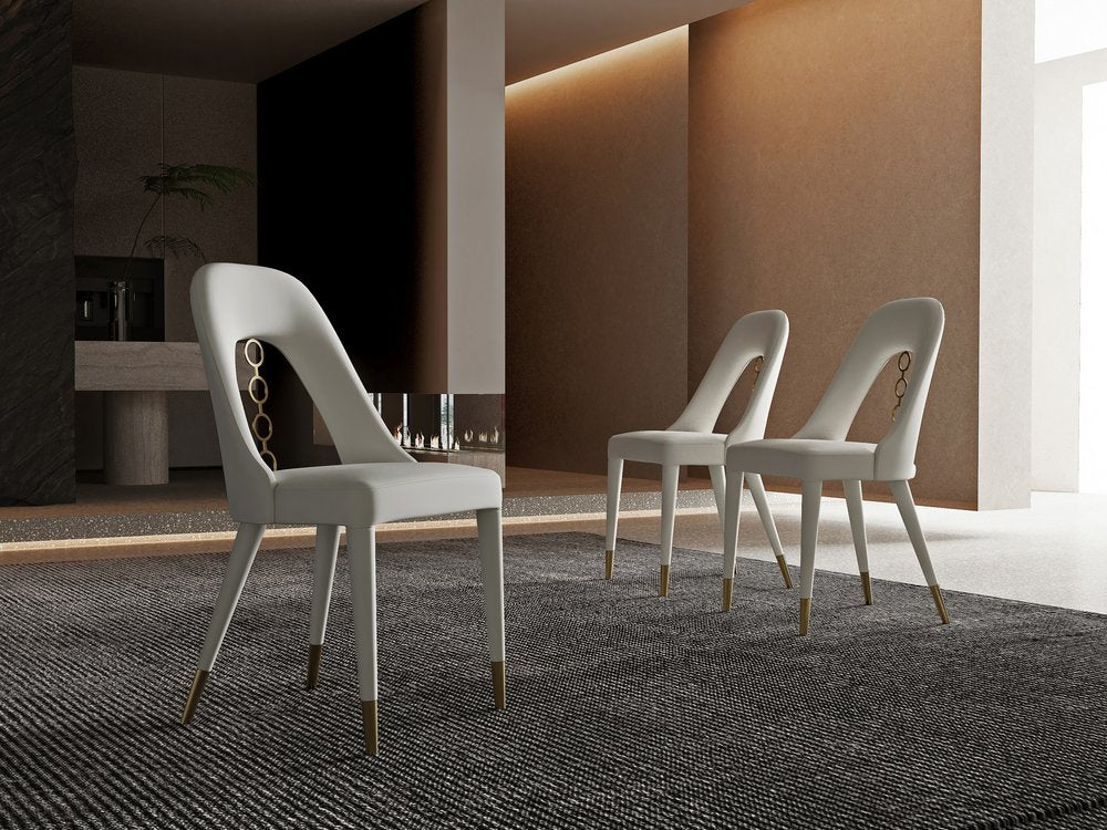 Set of Two Gray and Gold Faux Leather and Stainless Steel Dining Side Chairs HomeRoots