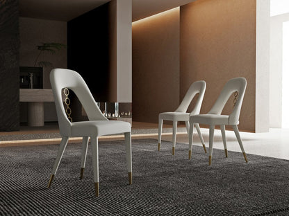 Set of Two Gray and Gold Faux Leather and Stainless Steel Dining Side Chairs HomeRoots