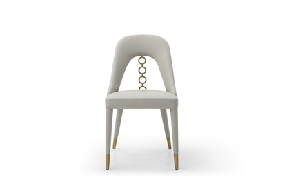 Set of Two Gray and Gold Faux Leather and Stainless Steel Dining Side Chairs HomeRoots