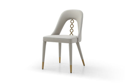 Set of Two Gray and Gold Faux Leather and Stainless Steel Dining Side Chairs HomeRoots
