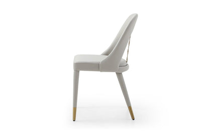 Set of Two Gray and Gold Faux Leather and Stainless Steel Dining Side Chairs HomeRoots