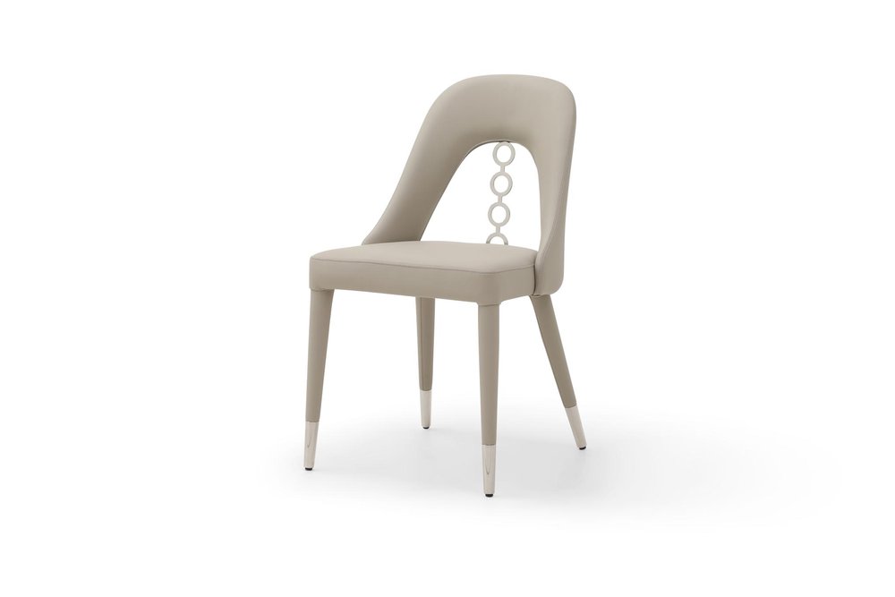 Set of Two Gray and Silver Faux Leather and Stainless Steel Dining Side Chairs HomeRoots