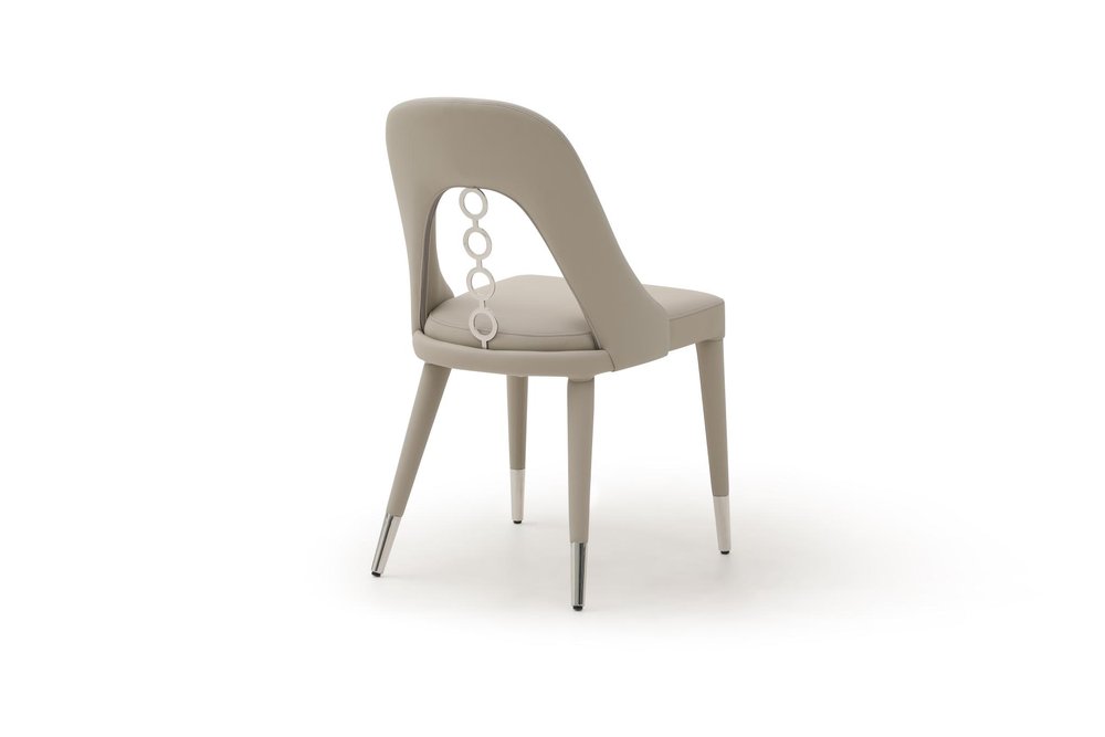 Set of Two Gray and Silver Faux Leather and Stainless Steel Dining Side Chairs HomeRoots
