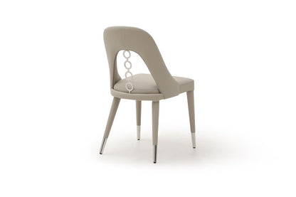 Set of Two Gray and Silver Faux Leather and Stainless Steel Dining Side Chairs HomeRoots