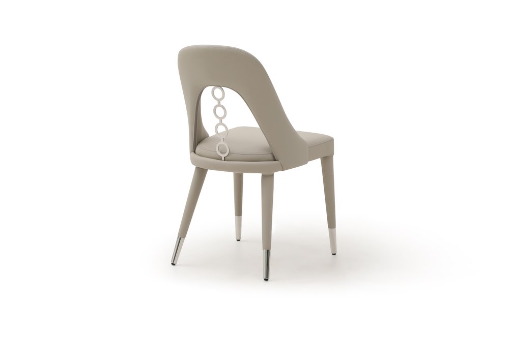 Set of Two Gray and Silver Faux Leather and Stainless Steel Dining Side Chairs HomeRoots