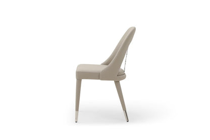 Set of Two Gray and Silver Faux Leather and Stainless Steel Dining Side Chairs HomeRoots
