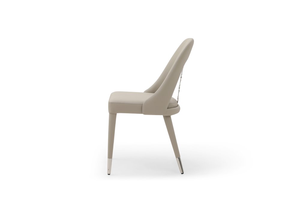 Set of Two Gray and Silver Faux Leather and Stainless Steel Dining Side Chairs HomeRoots