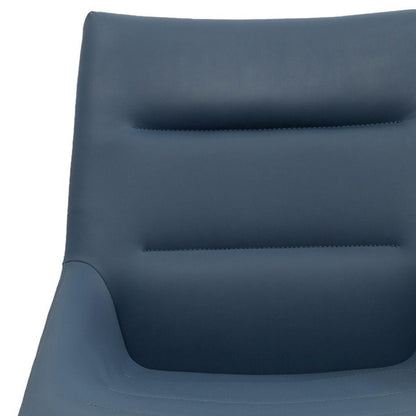 Set of Two Navy Blue and Black Faux Leather and Metal Dining Side Chairs
