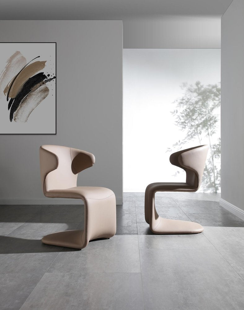 Light Brown Faux Leather Wing Back Dining Side Chair — view 1