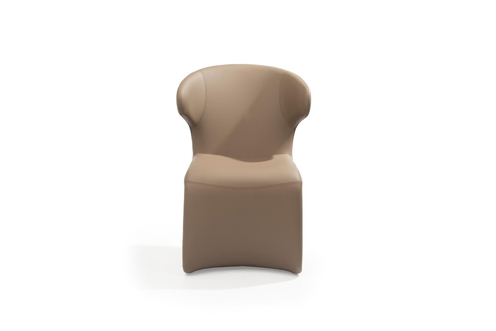 Light Brown Faux Leather Wing Back Dining Side Chair — view 2
