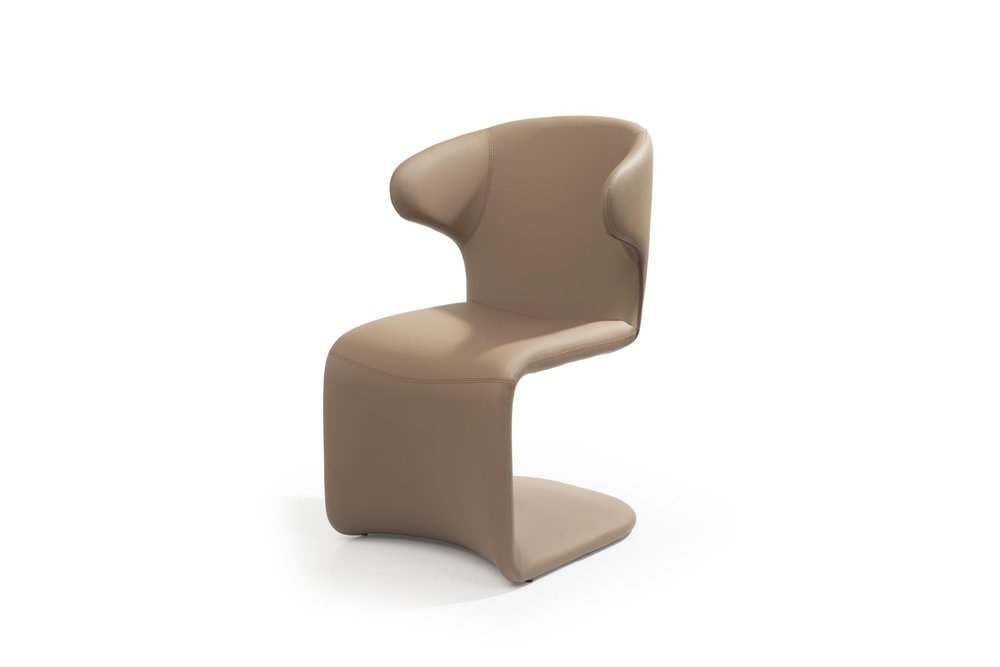 Light Brown Faux Leather Wing Back Dining Side Chair — view 3