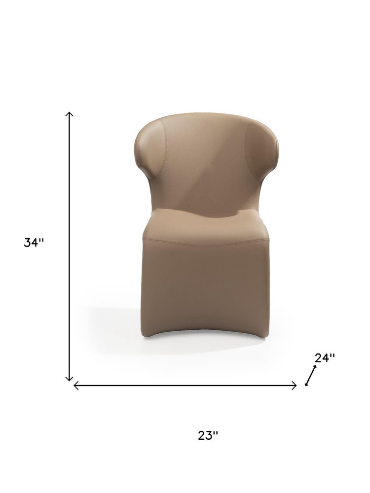 Light Brown Faux Leather Wing Back Dining Side Chair — view 6