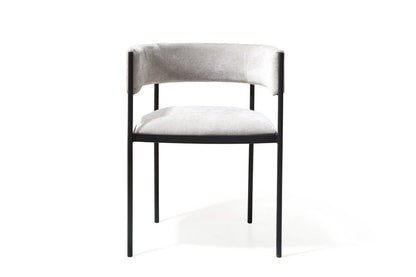 Set of Two Light Gray and Black Fabric and Steel Open Back Dining Arm Chairs HomeRoots