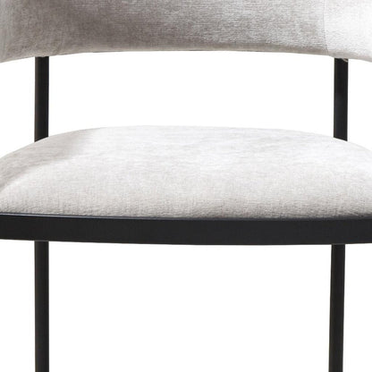 Set of Two Light Gray and Black Fabric and Steel Open Back Dining Arm Chairs HomeRoots