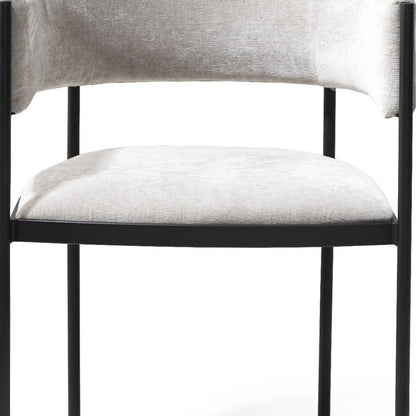 Set of Two Light Gray and Black Fabric and Steel Open Back Dining Arm Chairs HomeRoots