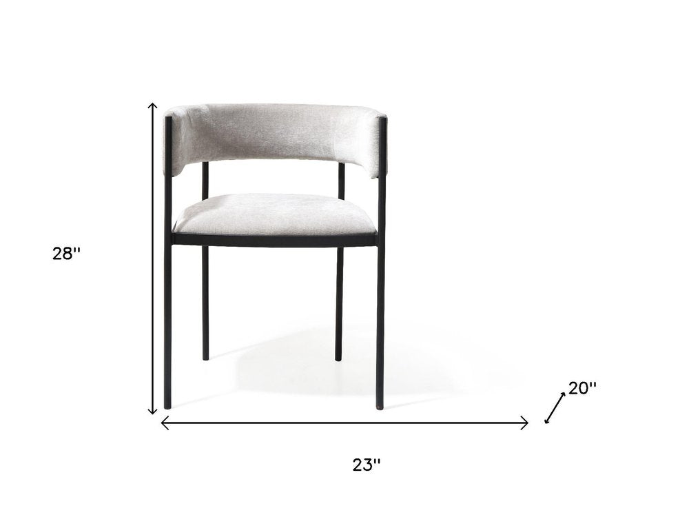 Set of Two Light Gray and Black Fabric and Steel Open Back Dining Arm Chairs HomeRoots