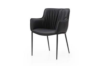 Black Faux Leather and Steel Dining Arm Chair HomeRoots