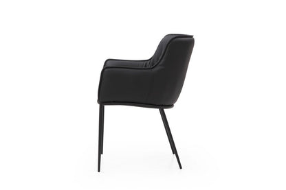 Black Faux Leather and Steel Dining Arm Chair HomeRoots