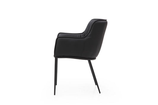 Black Faux Leather and Steel Dining Arm Chair HomeRoots