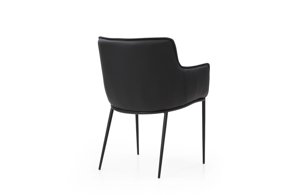 Black Faux Leather and Steel Dining Arm Chair HomeRoots