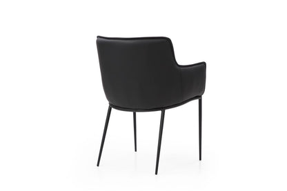 Black Faux Leather and Steel Dining Arm Chair HomeRoots