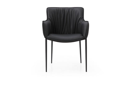 Black Faux Leather and Steel Dining Arm Chair HomeRoots