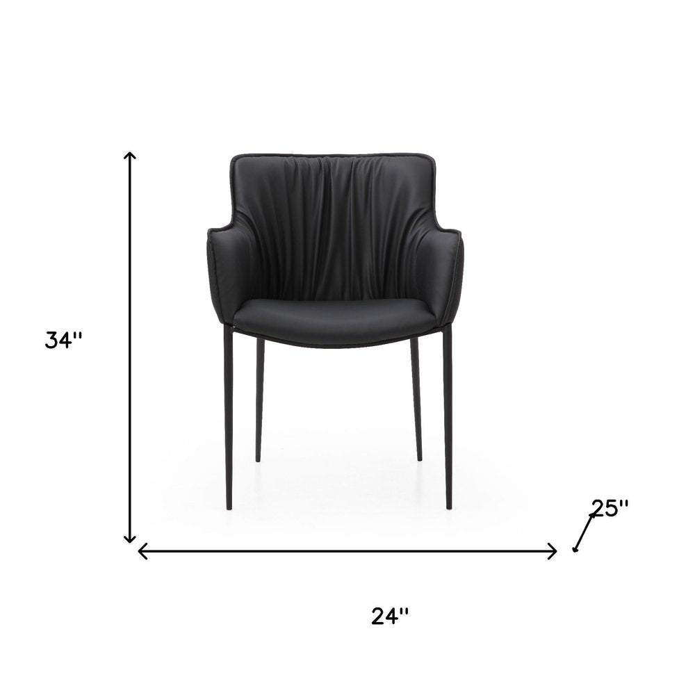 Black Faux Leather and Steel Dining Arm Chair HomeRoots