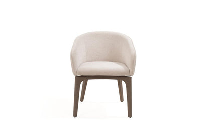Taupe and Brown Boucle And Faux Leather Dining Arm Chair HomeRoots