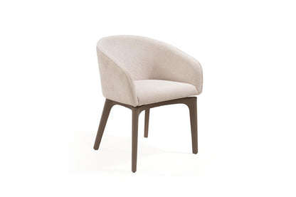 Taupe and Brown Boucle And Faux Leather Dining Arm Chair HomeRoots