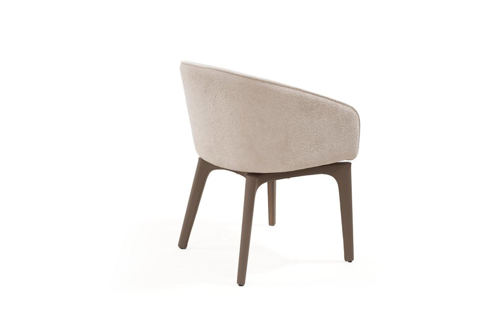 Taupe and Brown Boucle And Faux Leather Dining Arm Chair HomeRoots