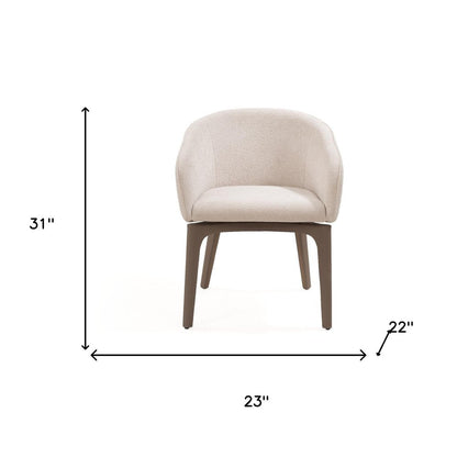 Taupe and Brown Boucle And Faux Leather Dining Arm Chair HomeRoots
