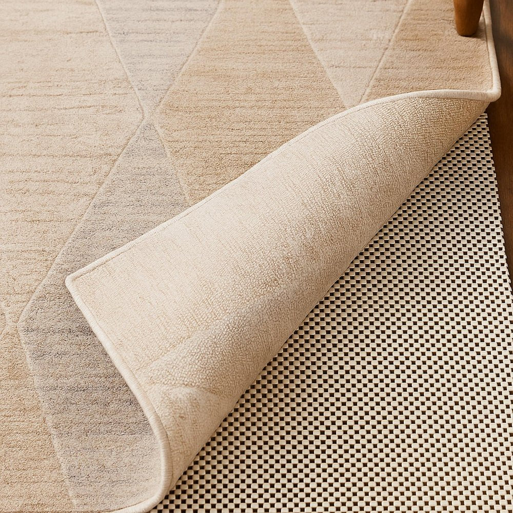 2' x 4' Ivory Waffle Weave Non Slip Rug Pad HomeRoots