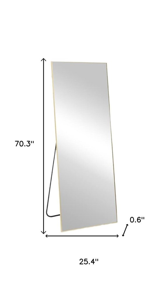 70" Gold Metal Wall Mounted Leaning And Freestanding Framed Standing Mirror HomeRoots