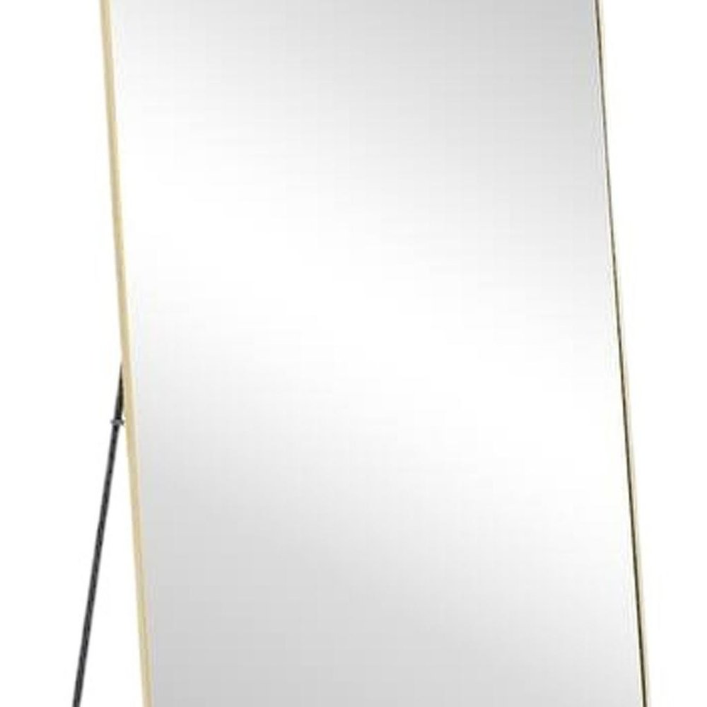 70" Gold Metal Wall Mounted Leaning And Freestanding Framed Standing Mirror — view 2