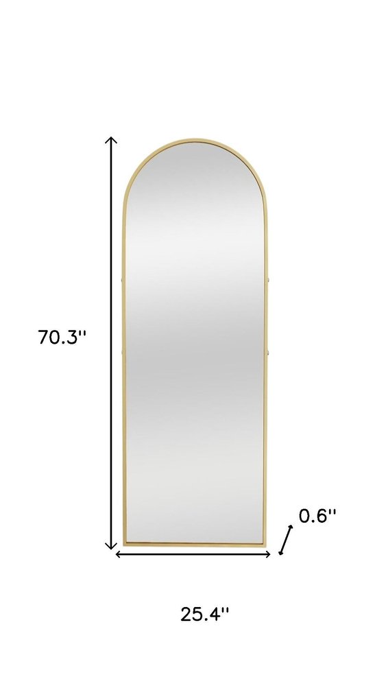 70" Gold Metal Arch Wall Mounted Leaning Or Freestanding Framed Full Length Mirror HomeRoots