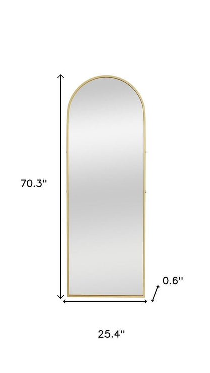 70" Gold Metal Arch Wall Mounted Leaning Or Freestanding Framed Full Length Mirror HomeRoots