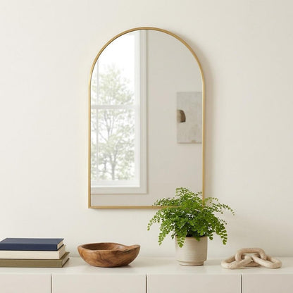 38" Gold Metal Arch Framed Accent Mirror HomeRoots