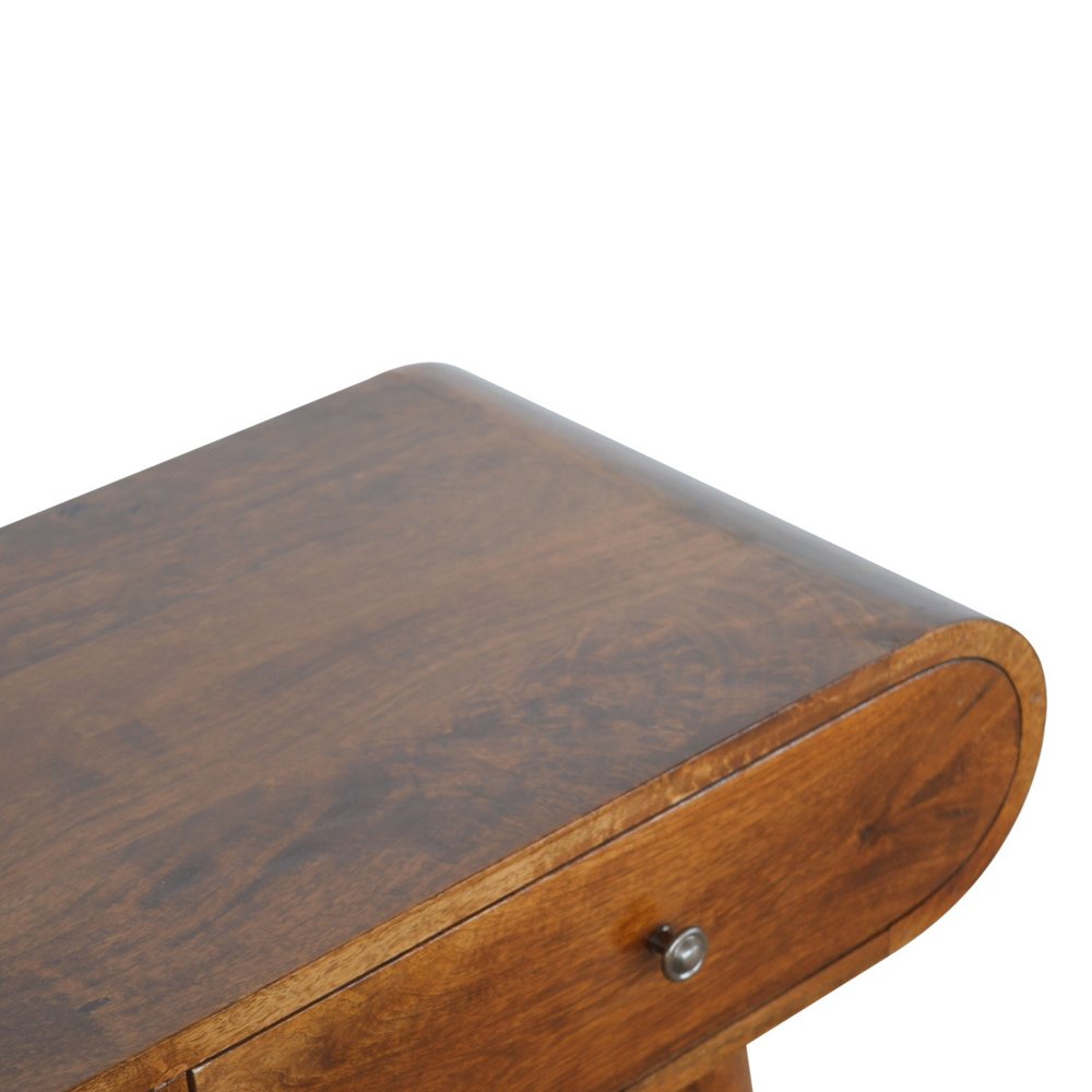 35" Chestnut Solid Wood Console Table With Two Drawers — view 9