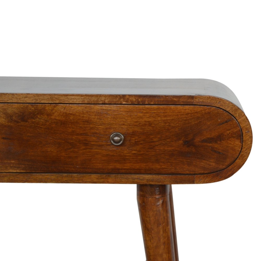 35" Chestnut Solid Wood Console Table With Two Drawers HomeRoots