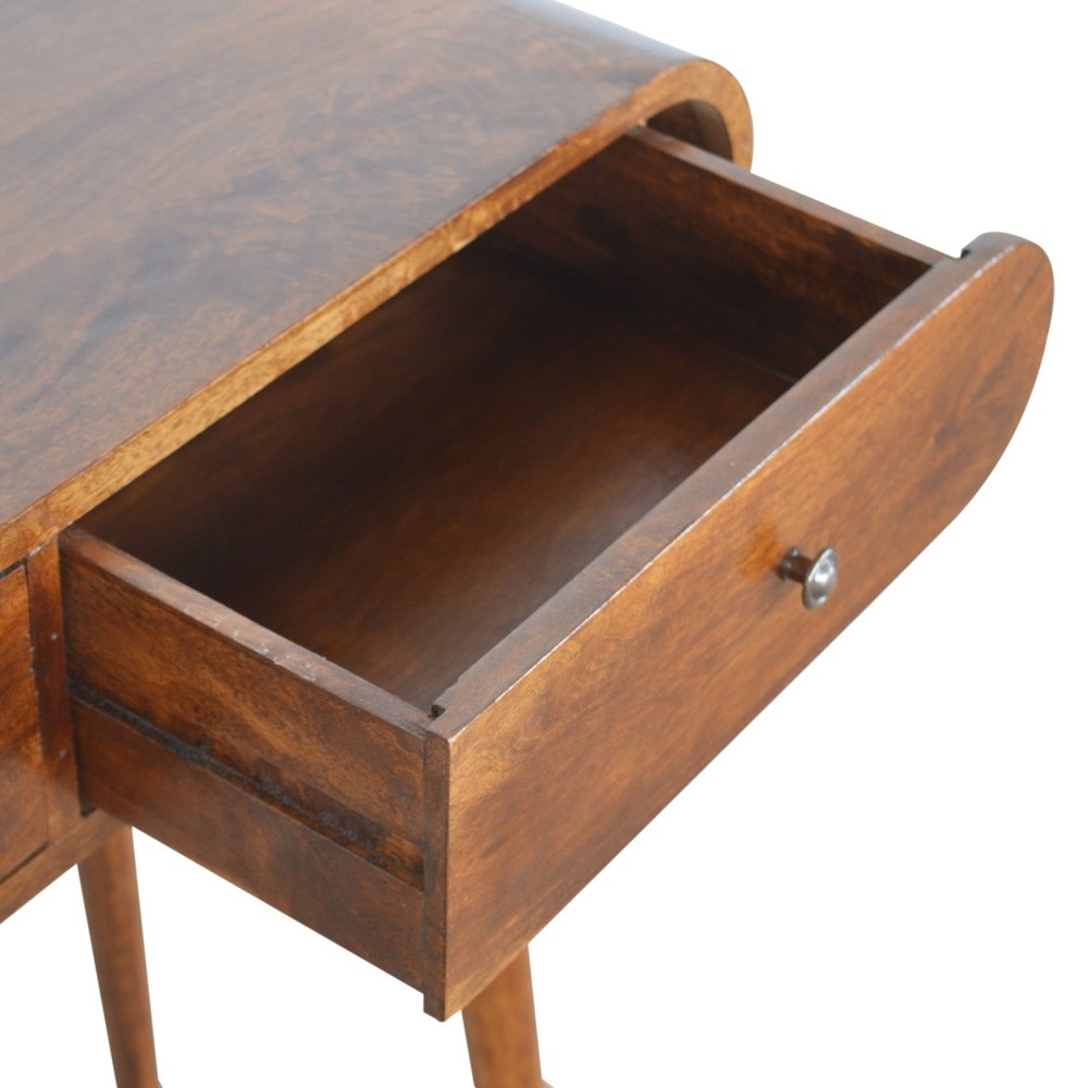 35" Chestnut Solid Wood Console Table With Two Drawers — view 5