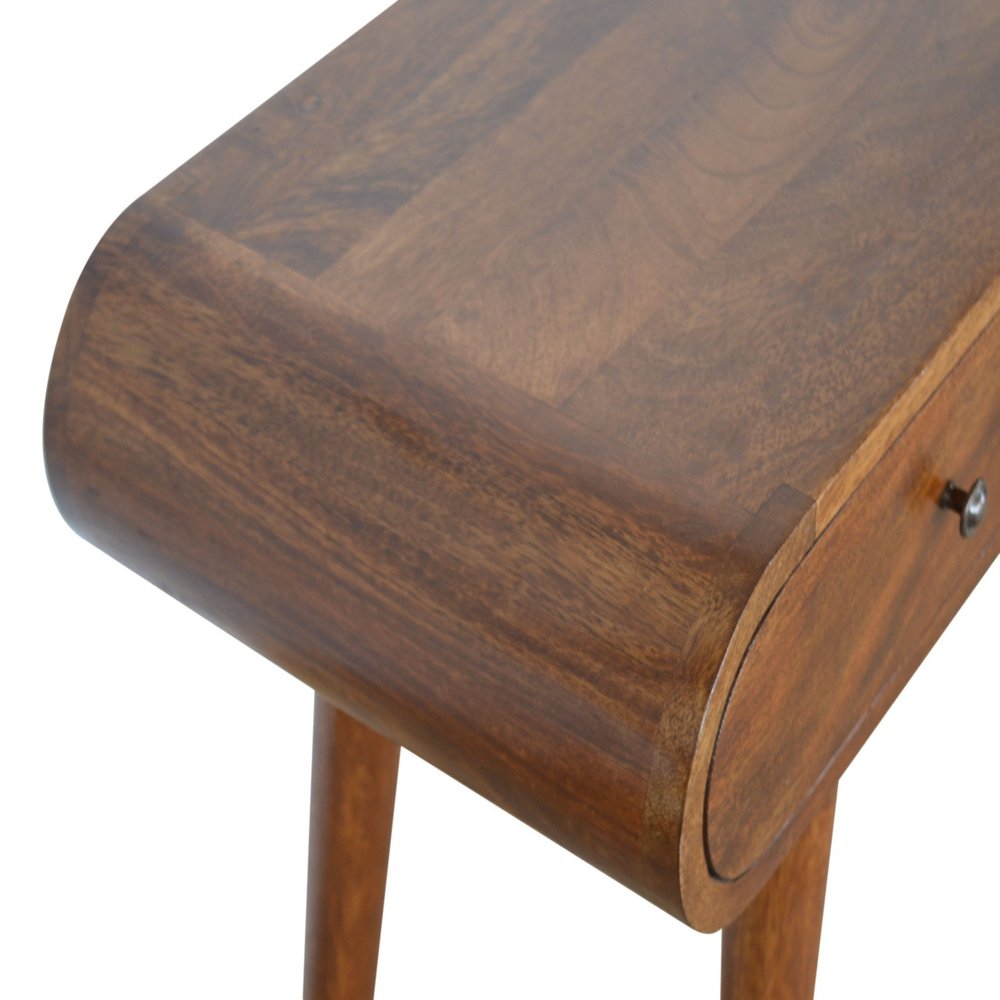 35" Chestnut Solid Wood Console Table With Two Drawers HomeRoots
