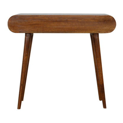 35" Chestnut Solid Wood Console Table With Two Drawers