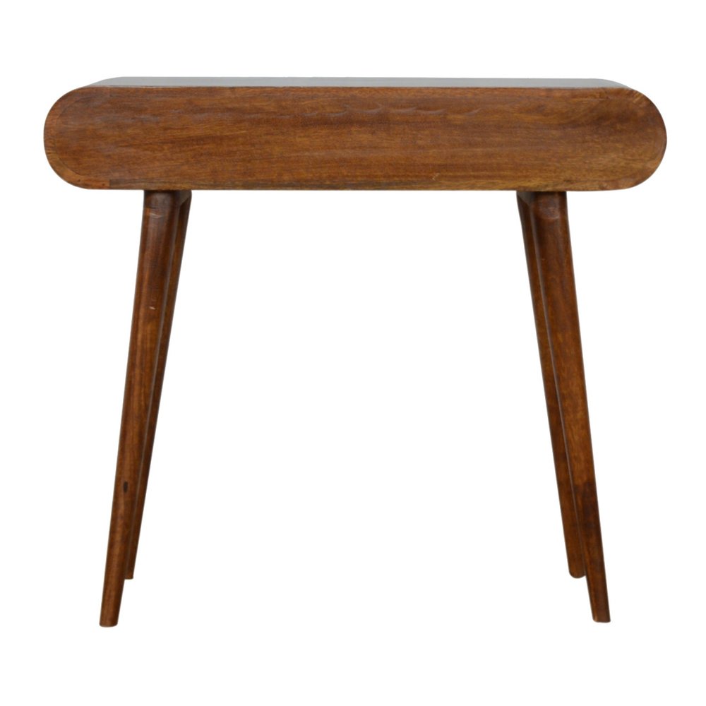35" Chestnut Solid Wood Console Table With Two Drawers HomeRoots