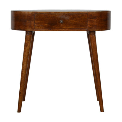 32" Chestnut Solid Wood Oval Console Table With Drawer HomeRoots