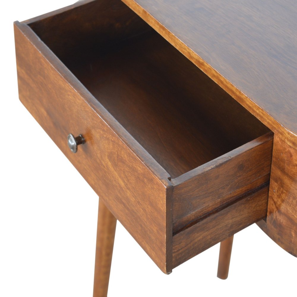 32" Chestnut Solid Wood Oval Console Table With Drawer HomeRoots