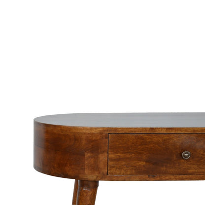 32" Chestnut Solid Wood Oval Console Table With Drawer HomeRoots