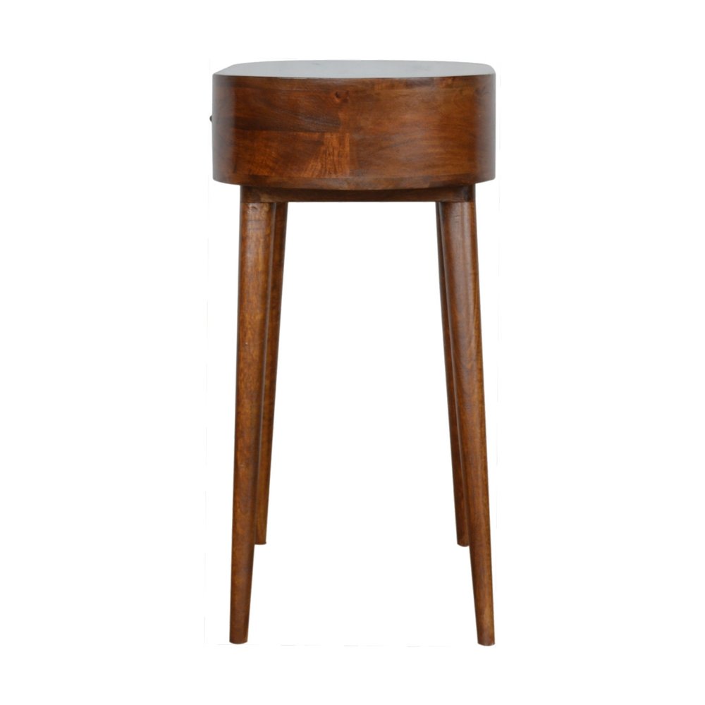 32" Chestnut Solid Wood Oval Console Table With Drawer — view 8