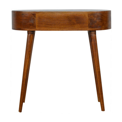 32" Chestnut Solid Wood Oval Console Table With Drawer HomeRoots