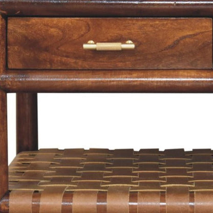 34" Brown Solid Wood Coffee Table With Four Drawers