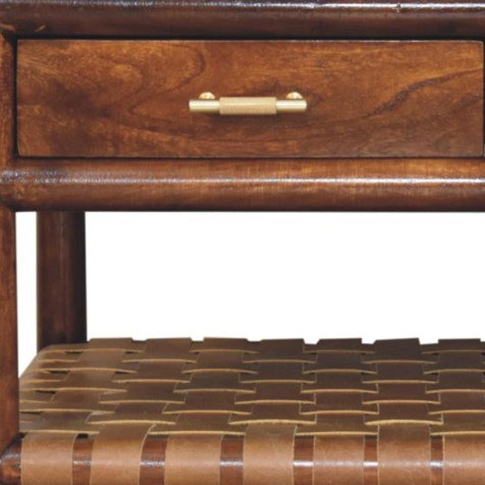 34" Brown Solid Wood Coffee Table With Four Drawers HomeRoots
